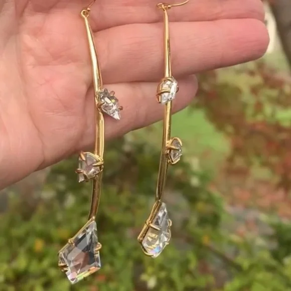 ALEXIS BITTAR • Miss Havisham Gold Flower Bud Crystal Earrings - Picture 8 of 9